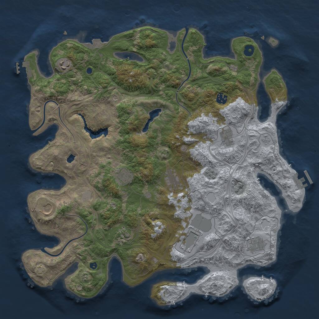 Rust Map: Procedural Map, Size: 4300, Seed: 848605, 16 Monuments