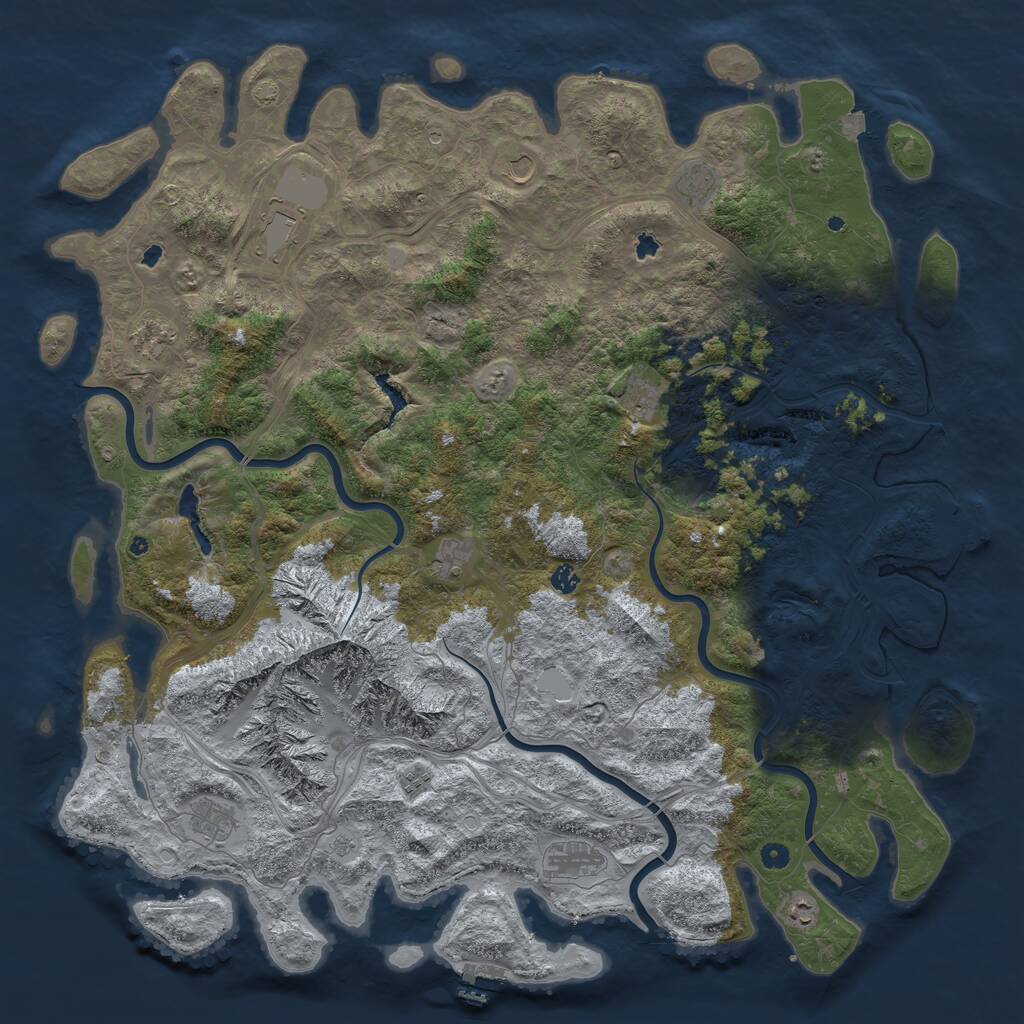 Rust Map: Procedural Map, Size: 5497, Seed: 11111111, 17 Monuments