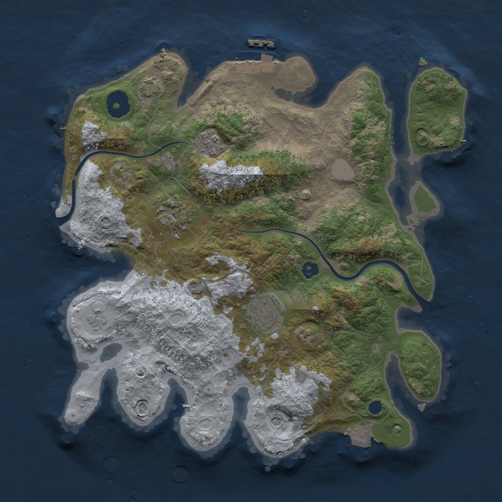Rust Map: Procedural Map, Size: 3000, Seed: 655366, 8 Monuments