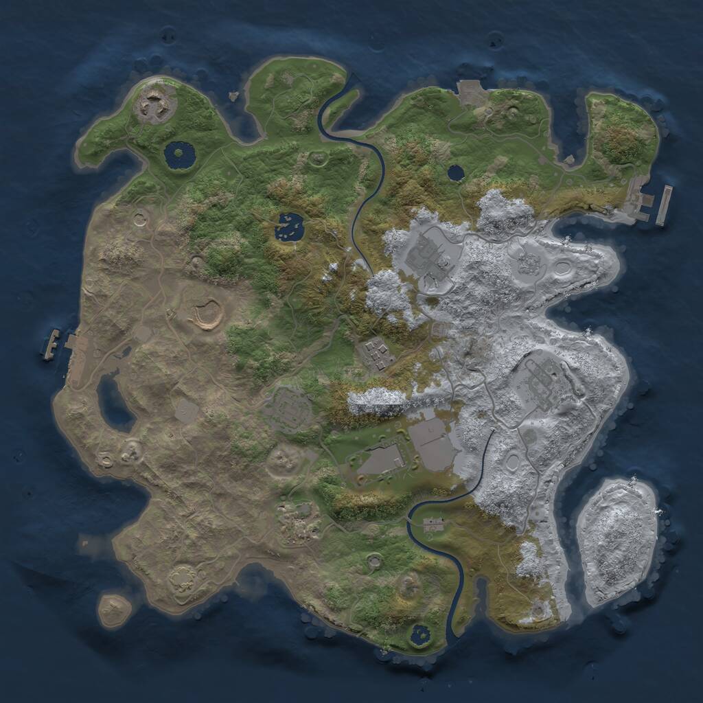 Rust Map: Procedural Map, Size: 3500, Seed: 971127860, 15 Monuments