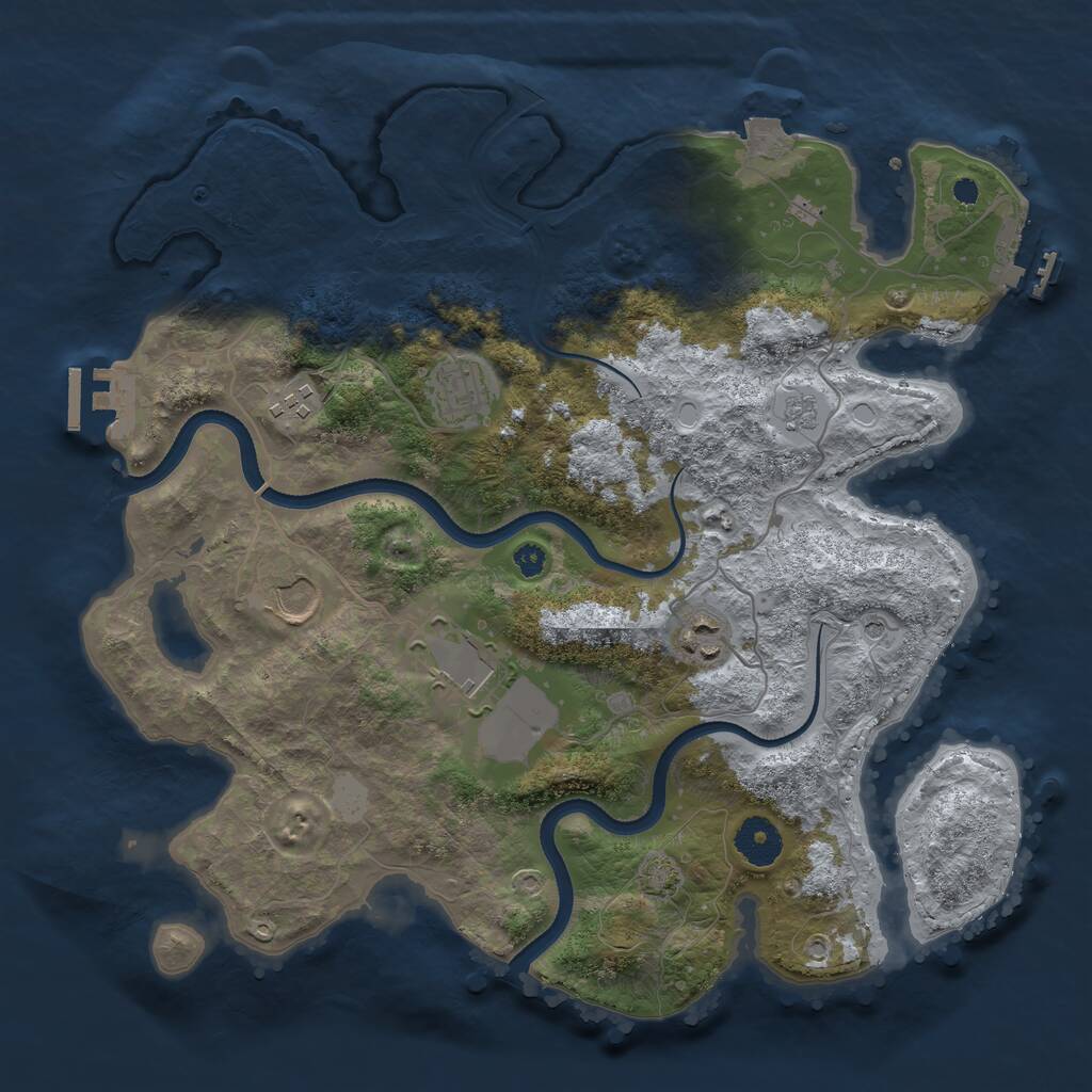 Rust Map: Procedural Map, Size: 3500, Seed: 971127860, 11 Monuments