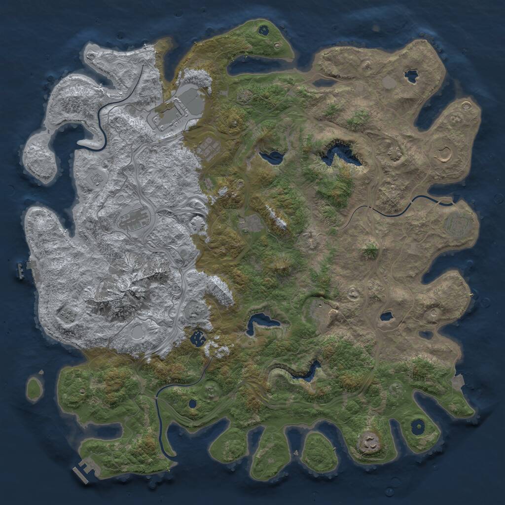 Rust Map: Procedural Map, Size: 5000, Seed: 1117779410, 16 Monuments