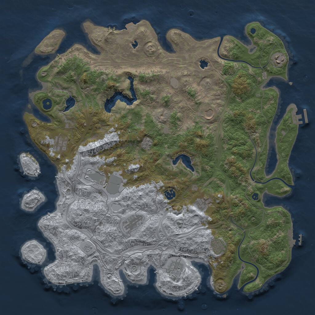 Rust Map: Procedural Map, Size: 4500, Seed: 1115547777, 16 Monuments