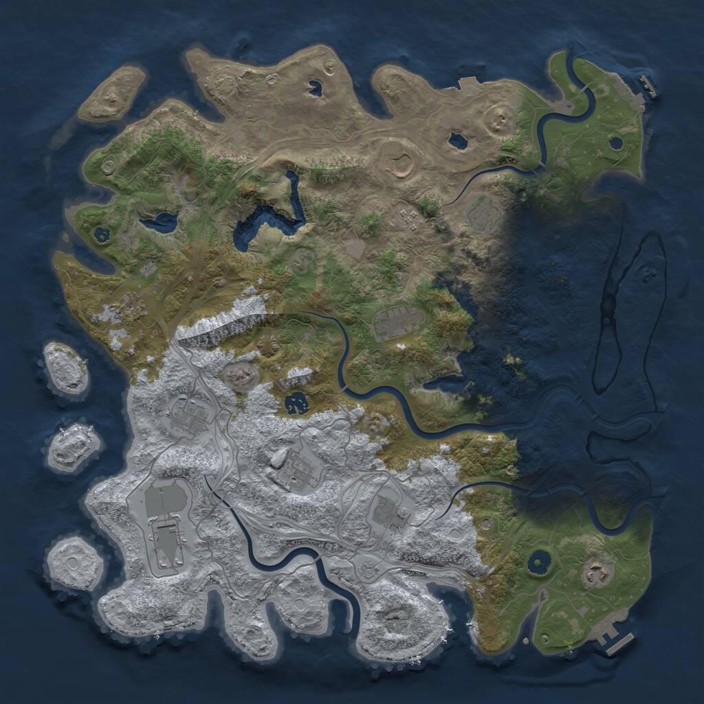 Rust Map: Procedural Map, Size: 4500, Seed: 1115547777, 17 Monuments
