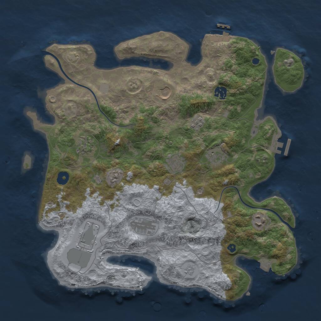 Rust Map: Procedural Map, Size: 3750, Seed: 30000, 15 Monuments