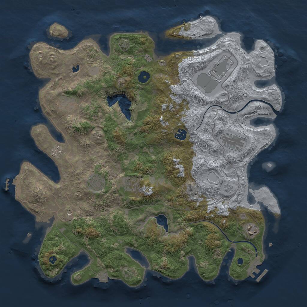 Rust Map: Procedural Map, Size: 4000, Seed: 2008046779, 14 Monuments