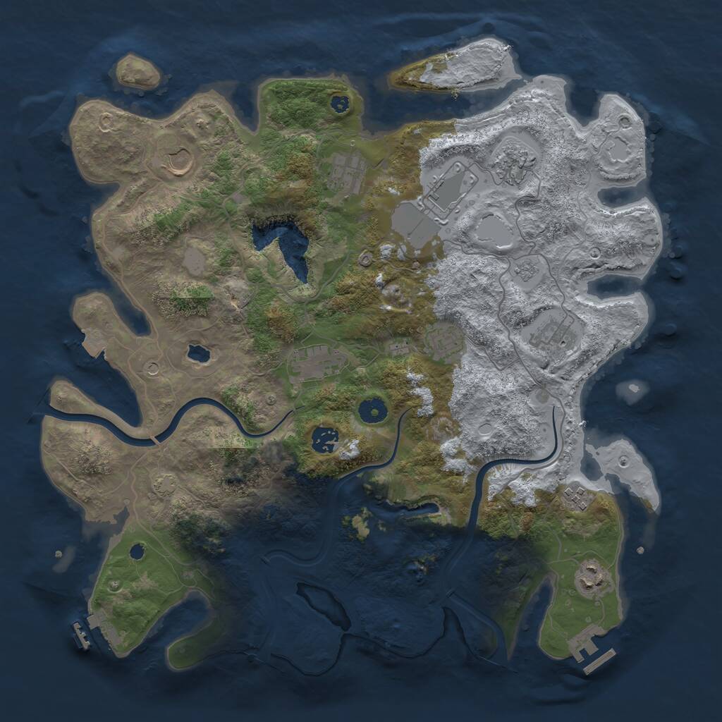 Rust Map: Procedural Map, Size: 4000, Seed: 2008046779, 16 Monuments