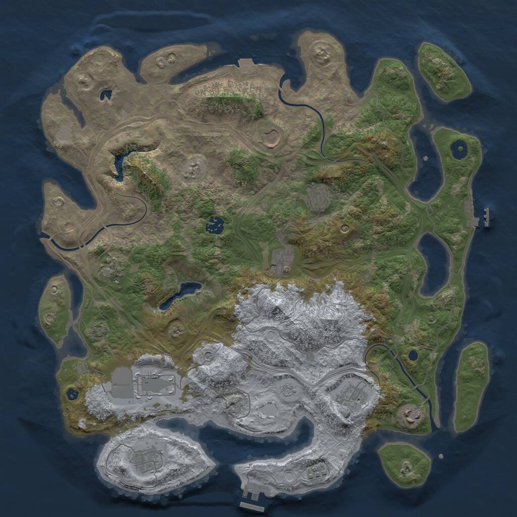 Rust Map: Procedural Map, Size: 4250, Seed: 133755813, 16 Monuments