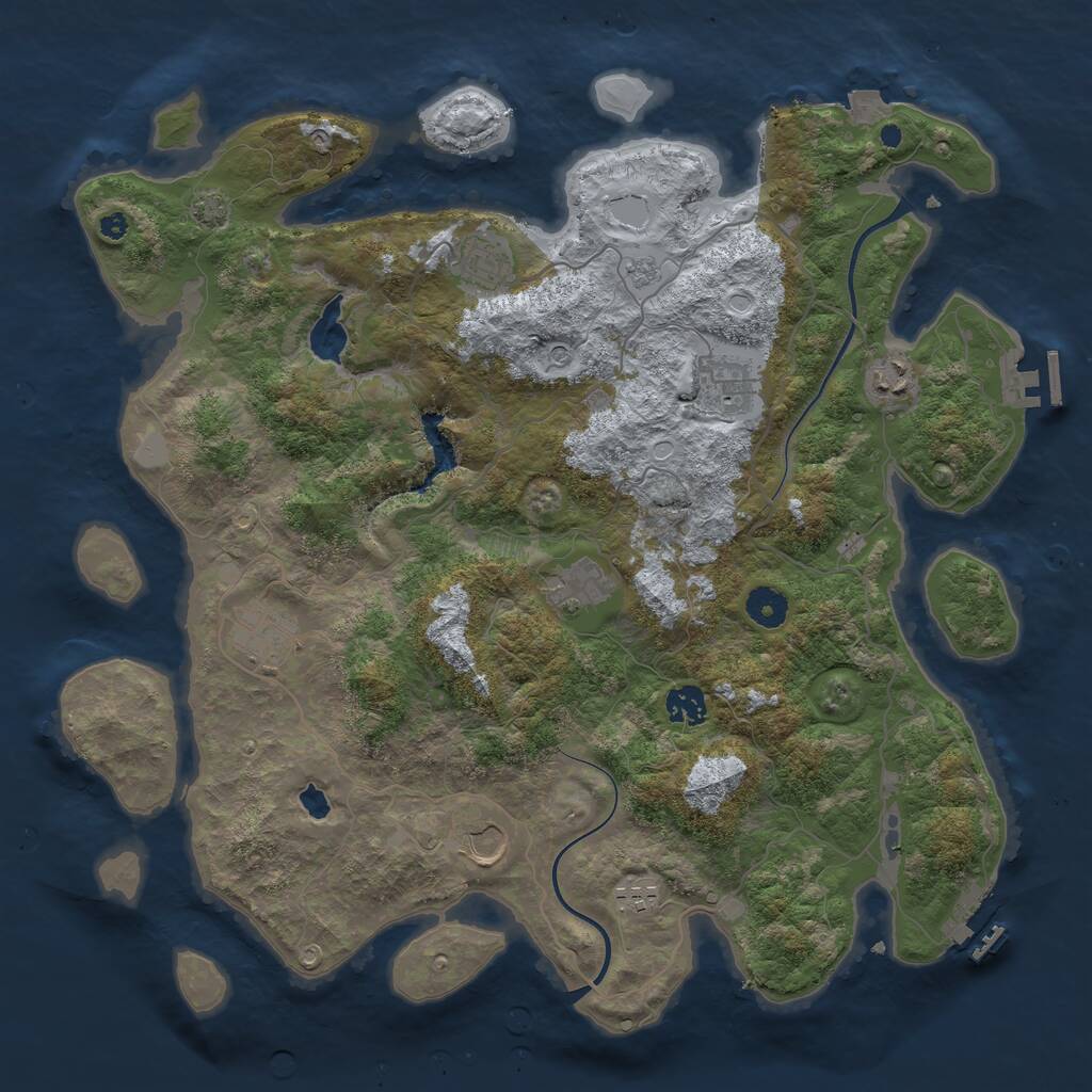 Rust Map: Procedural Map, Size: 4000, Seed: 1620642036, 14 Monuments