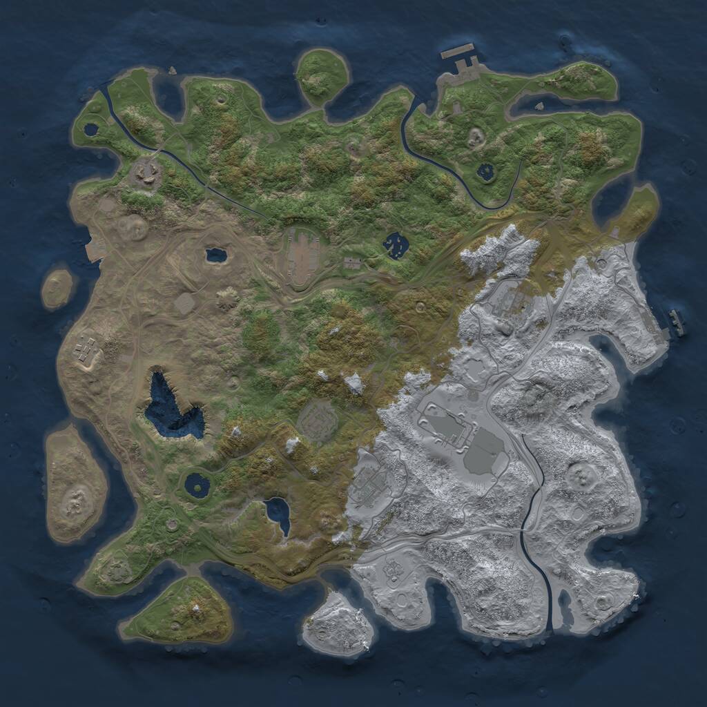 Rust Map: Procedural Map, Size: 4250, Seed: 1107415566, 14 Monuments