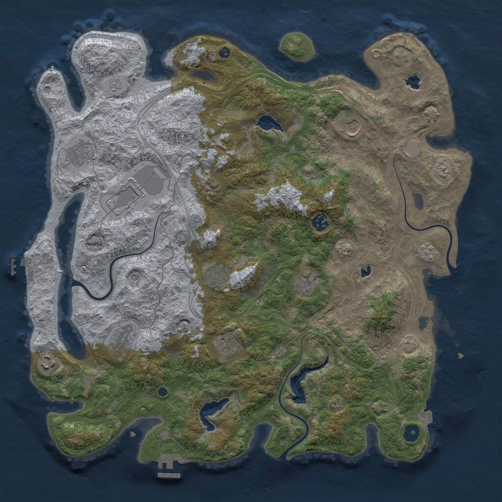 Rust Map: Procedural Map, Size: 4500, Seed: 1288374503, 17 Monuments