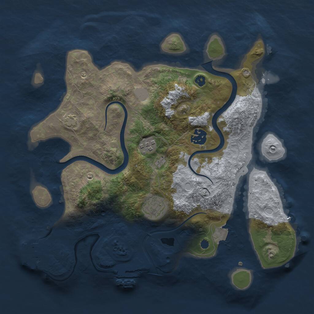 Rust Map: Procedural Map, Size: 3000, Seed: 1336370740, 9 Monuments