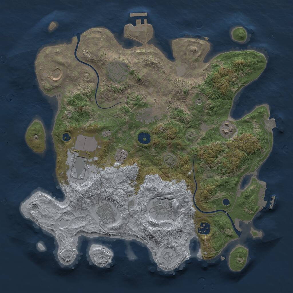 Rust Map: Procedural Map, Size: 3500, Seed: 407699864, 15 Monuments