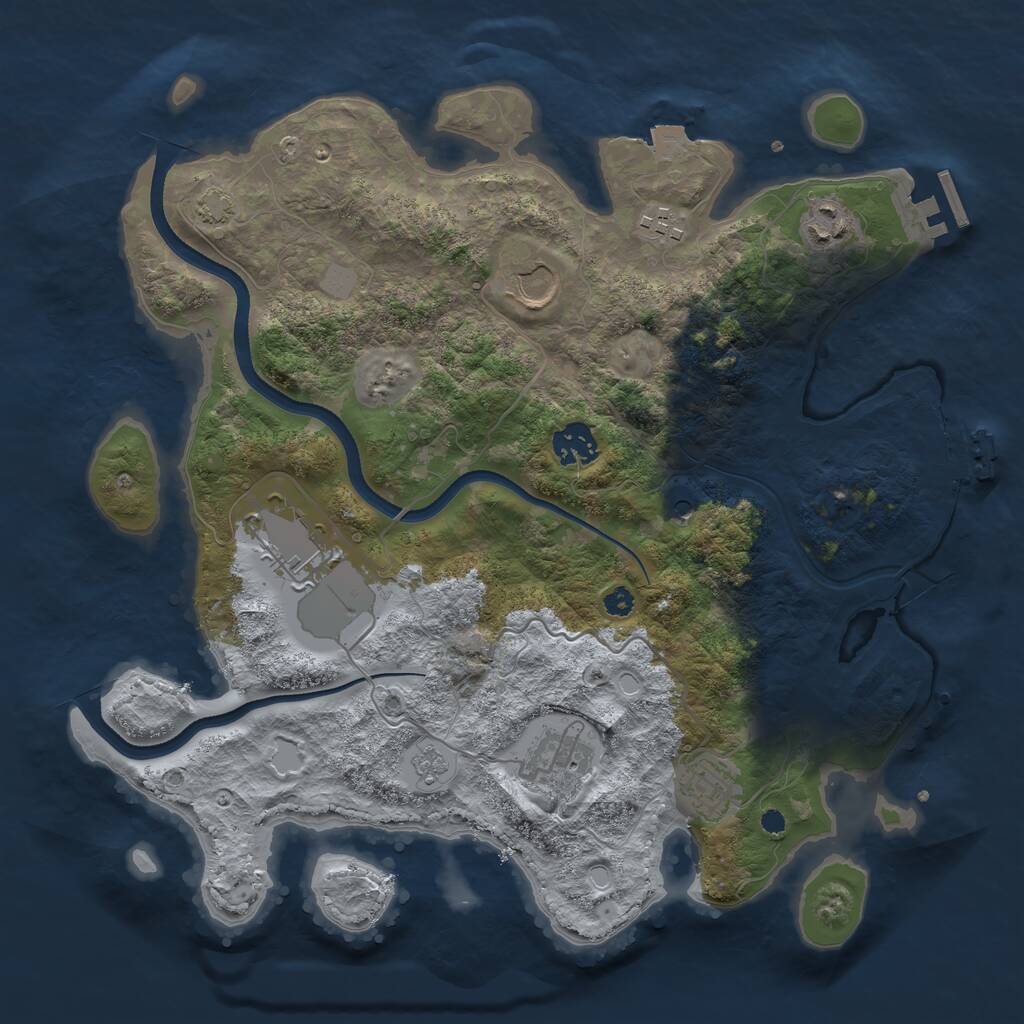 Rust Map: Procedural Map, Size: 3500, Seed: 407699864, 13 Monuments