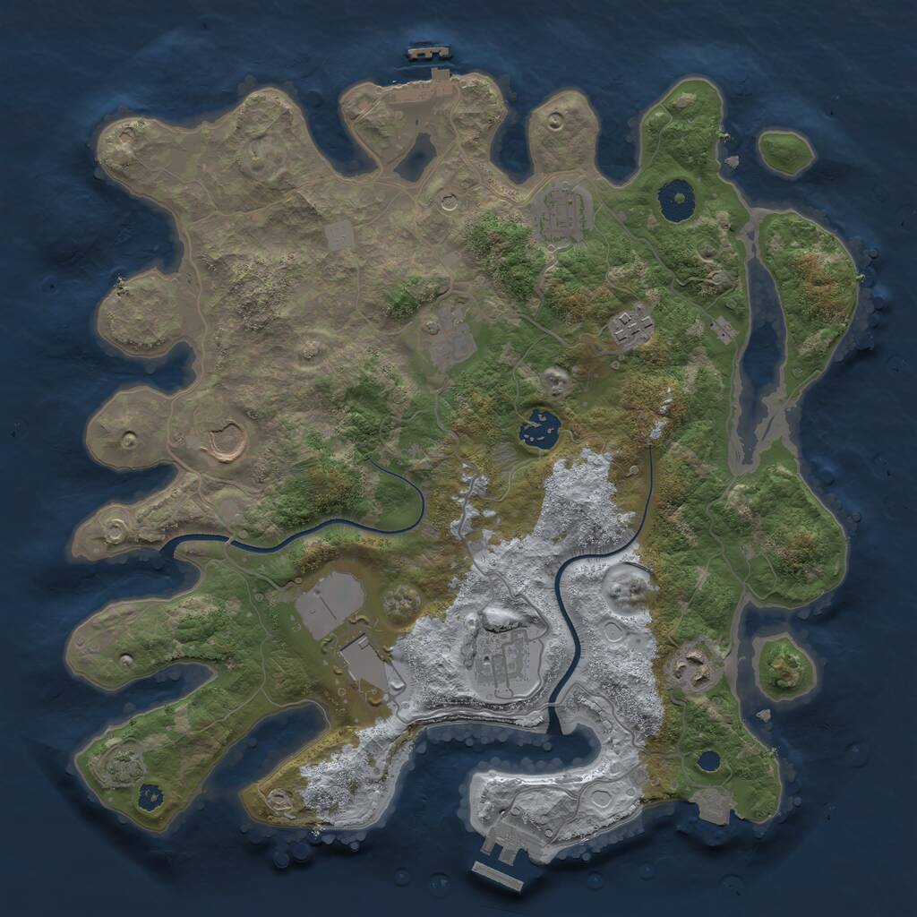 Rust Map: Procedural Map, Size: 3500, Seed: 697872229, 13 Monuments