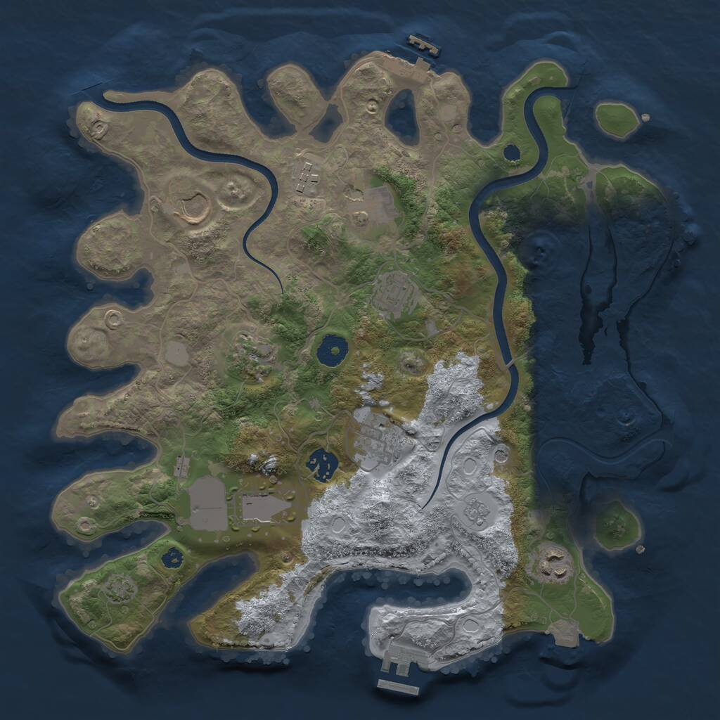 Rust Map: Procedural Map, Size: 3500, Seed: 697872229, 15 Monuments