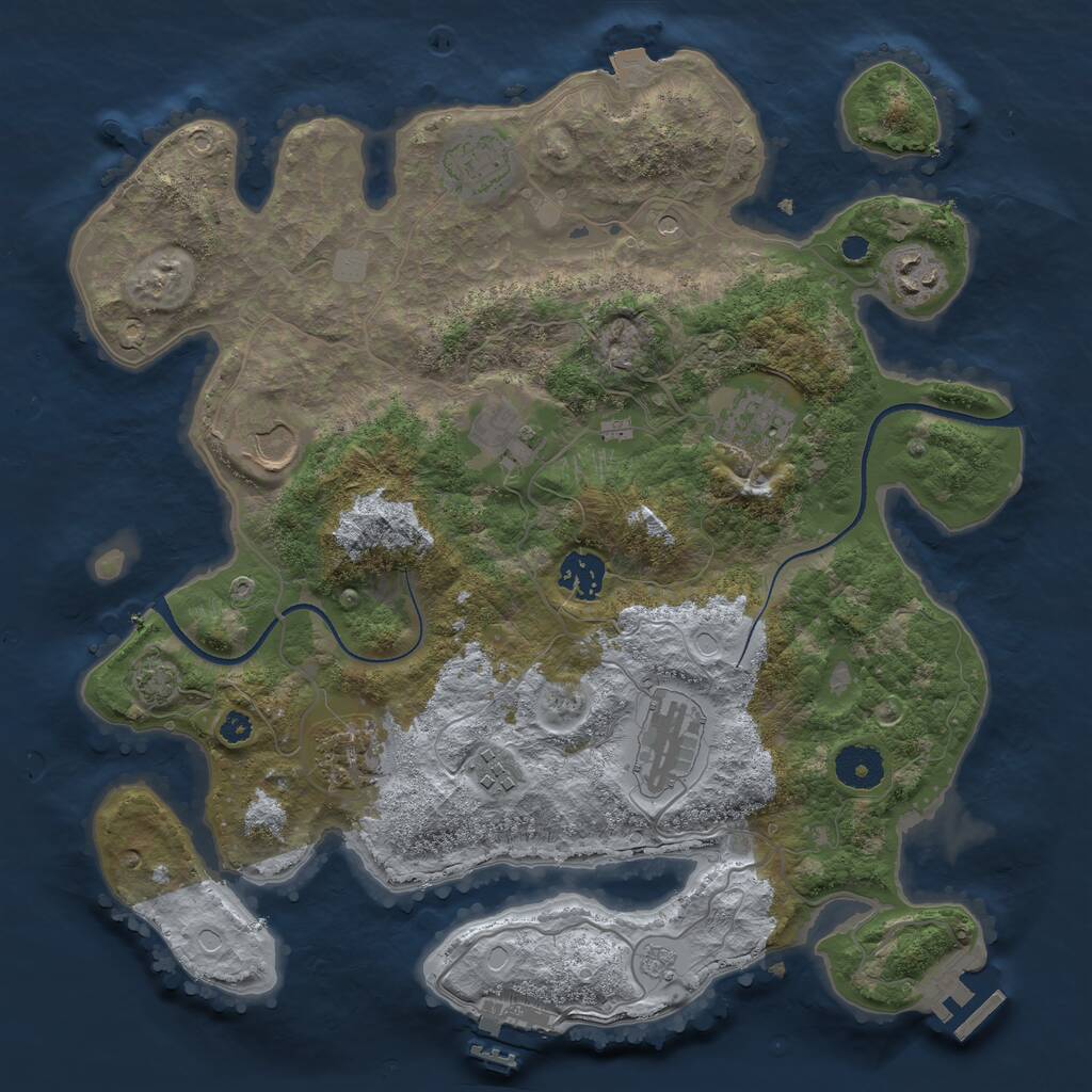 Rust Map: Procedural Map, Size: 3500, Seed: 1507453018, 15 Monuments