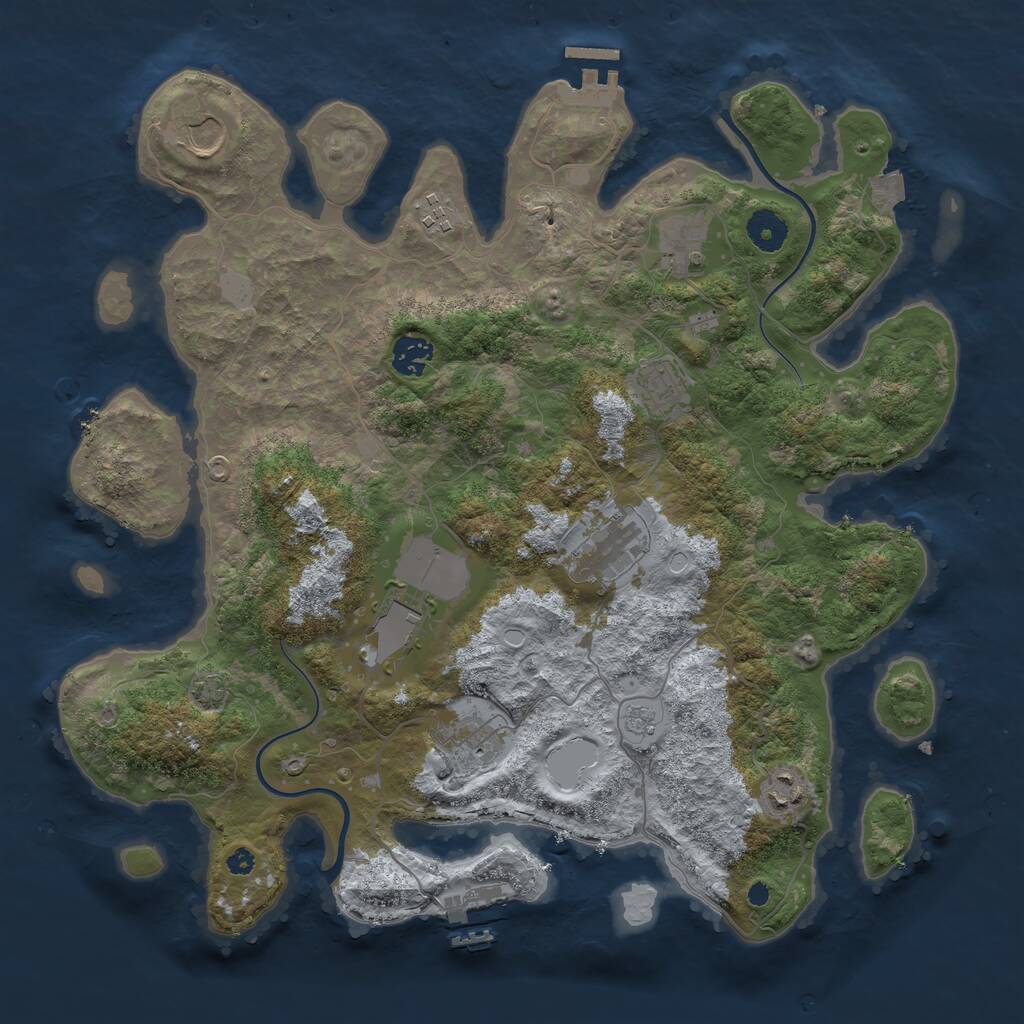 Rust Map: Procedural Map, Size: 3800, Seed: 1921993122, 14 Monuments