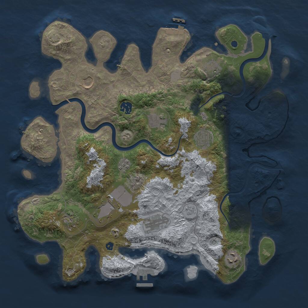 Rust Map: Procedural Map, Size: 3800, Seed: 1921993122, 16 Monuments