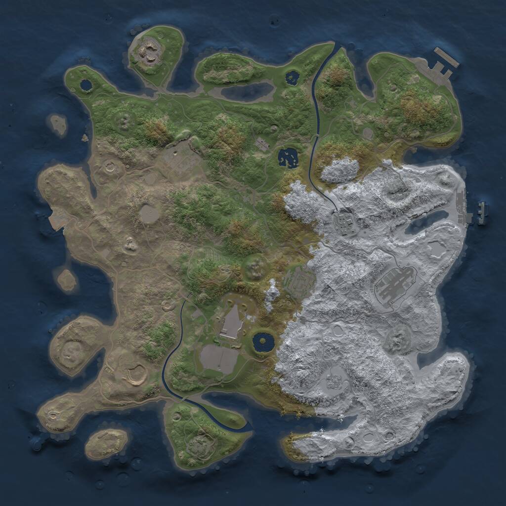 Rust Map: Procedural Map, Size: 3600, Seed: 1196533164, 14 Monuments