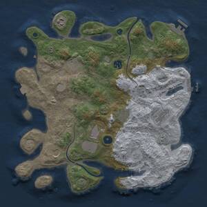 Thumbnail Rust Map: Procedural Map, Size: 3600, Seed: 1196533164, 14 Monuments