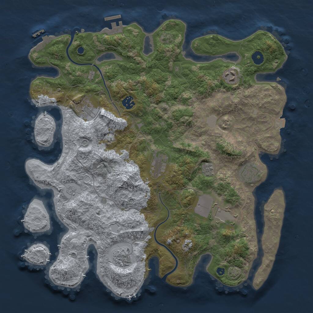 Rust Map: Procedural Map, Size: 3800, Seed: 945165, 14 Monuments