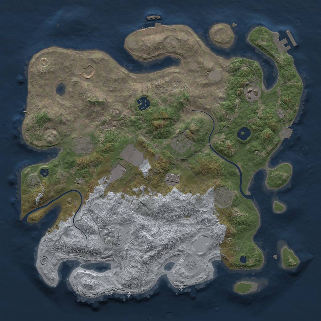 Rust Map: Procedural Map, Size: 3700, Seed: 524886693, 15 Monuments