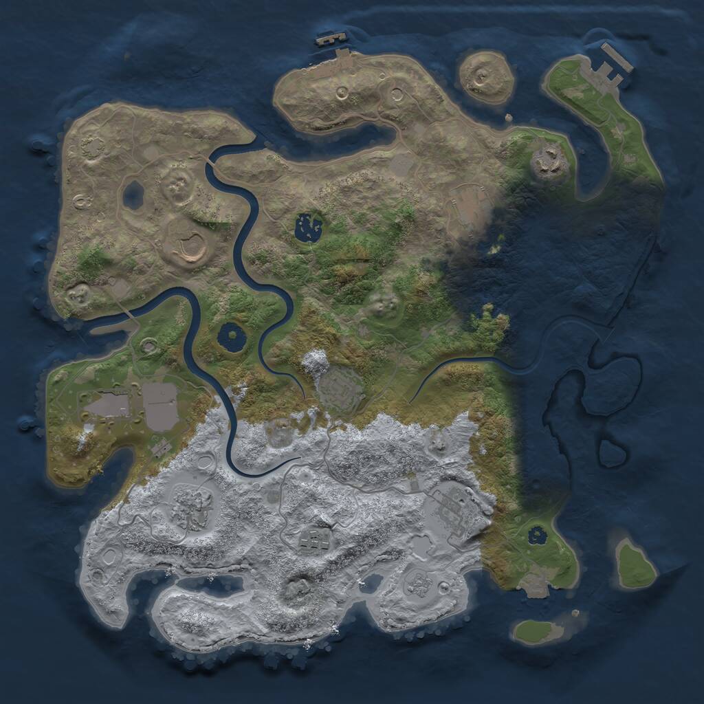 Rust Map: Procedural Map, Size: 3700, Seed: 524886693, 15 Monuments