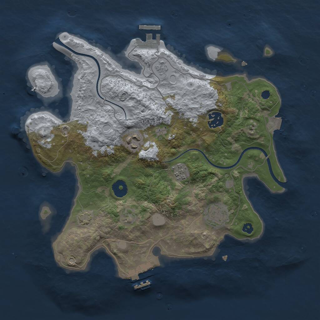 Rust Map: Procedural Map, Size: 3000, Seed: 3980587, 9 Monuments