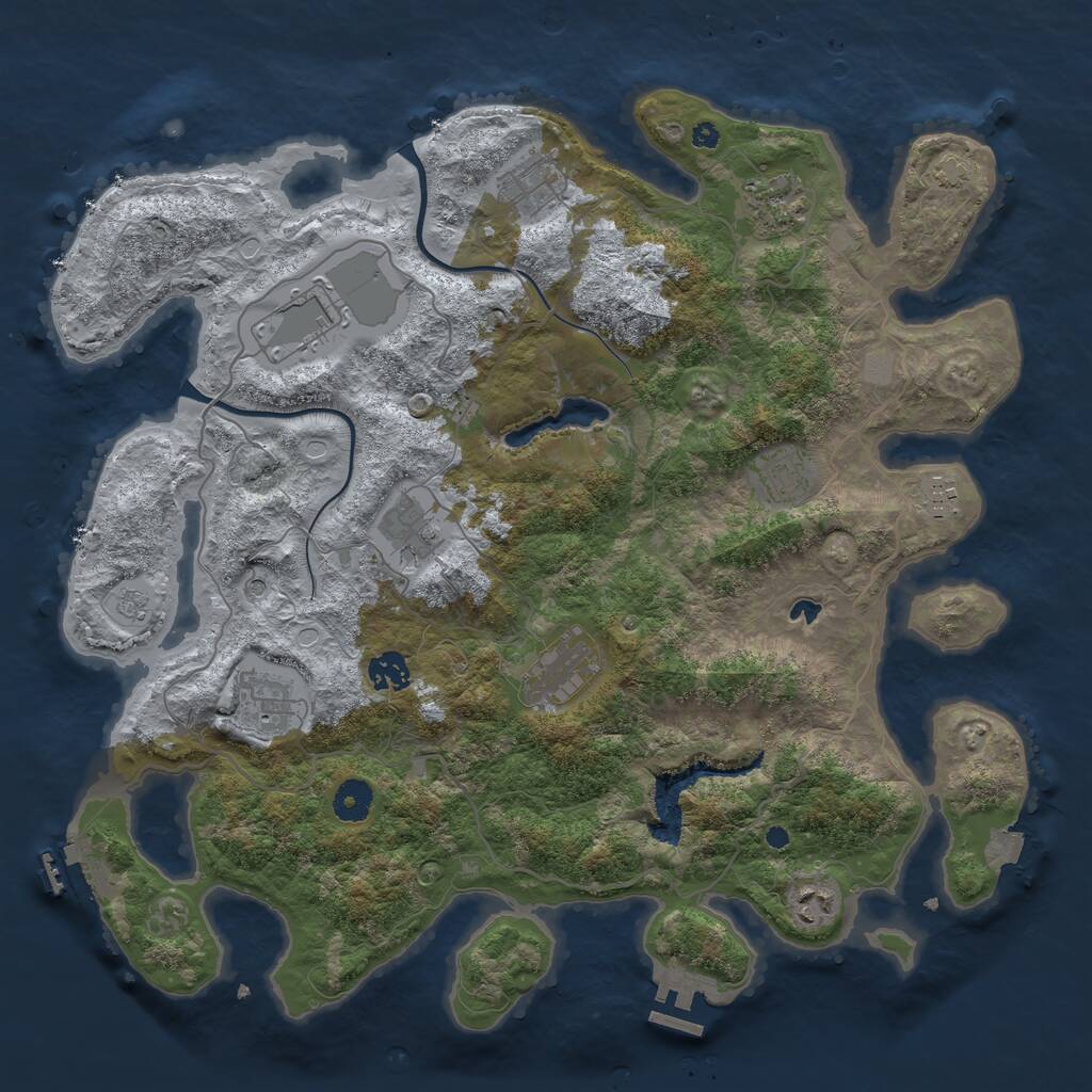 Rust Map: Procedural Map, Size: 4000, Seed: 594097523, 16 Monuments