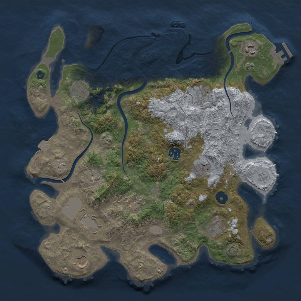 Rust Map: Procedural Map, Size: 3700, Seed: 802371094, 16 Monuments