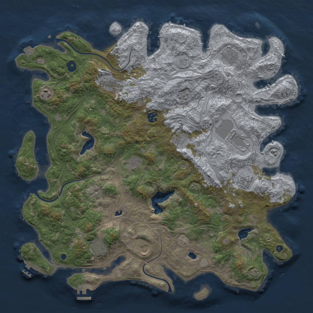 Rust Map: Procedural Map, Size: 4500, Seed: 212738749, 17 Monuments