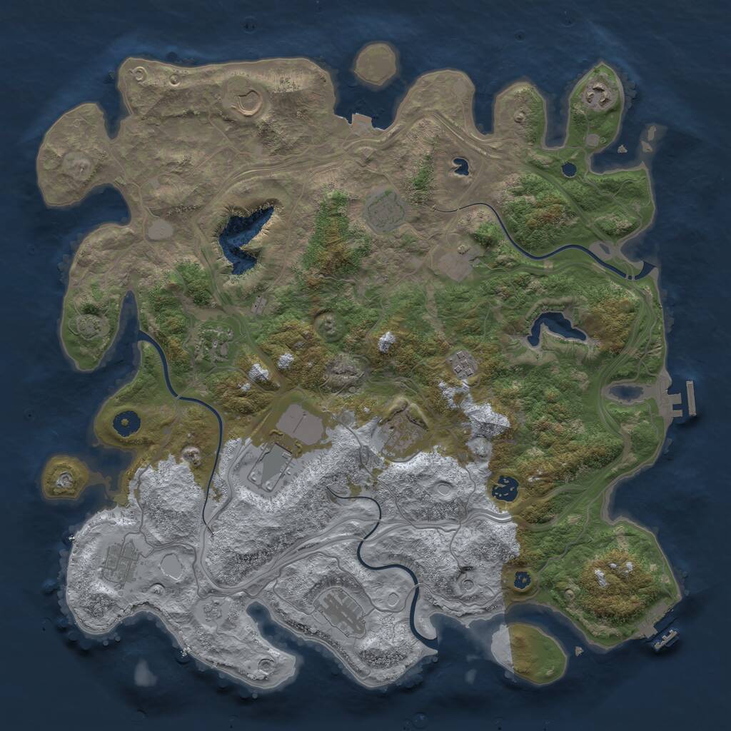 Rust Map: Procedural Map, Size: 4250, Seed: 419288208, 17 Monuments