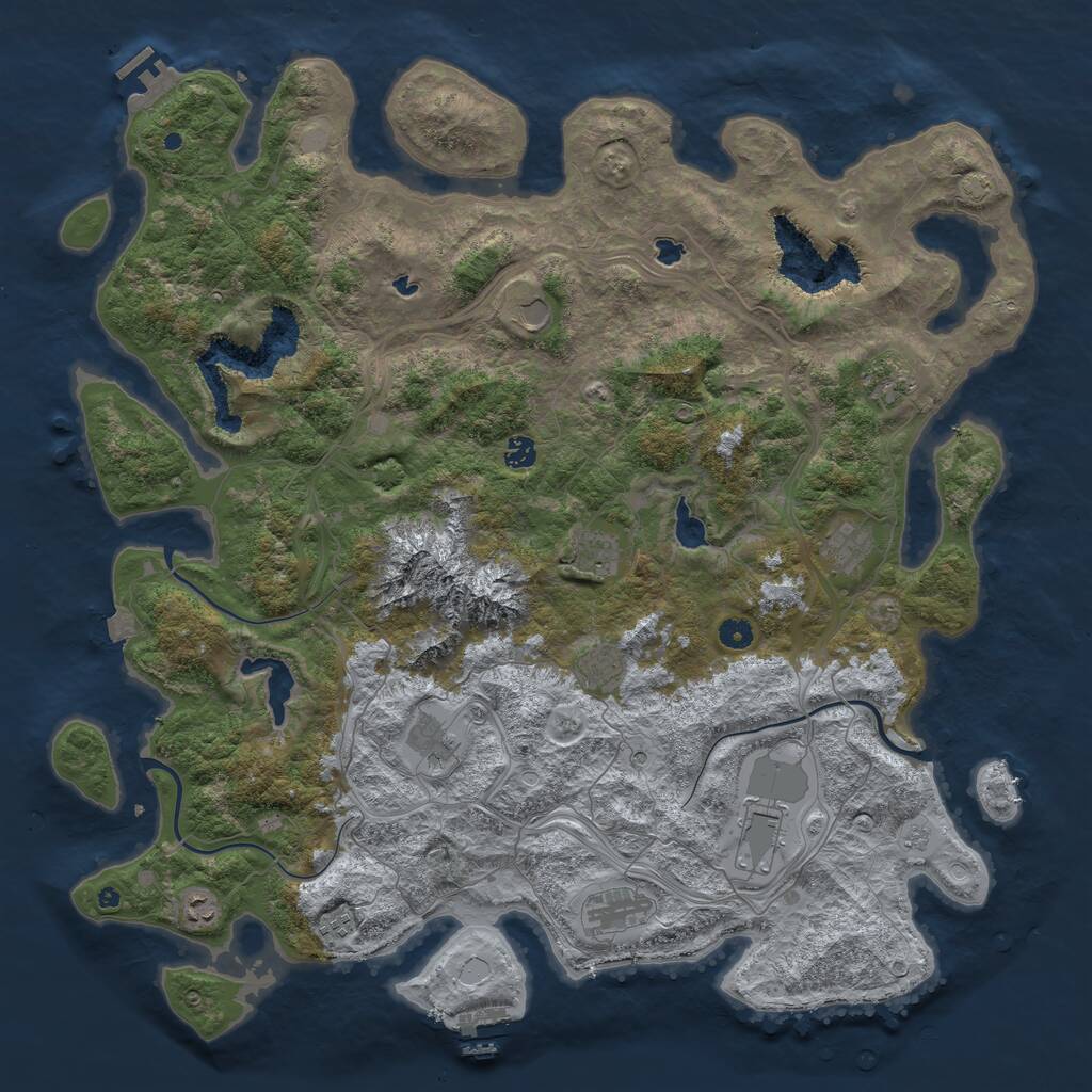 Rust Map: Procedural Map, Size: 5000, Seed: 784734286, 17 Monuments