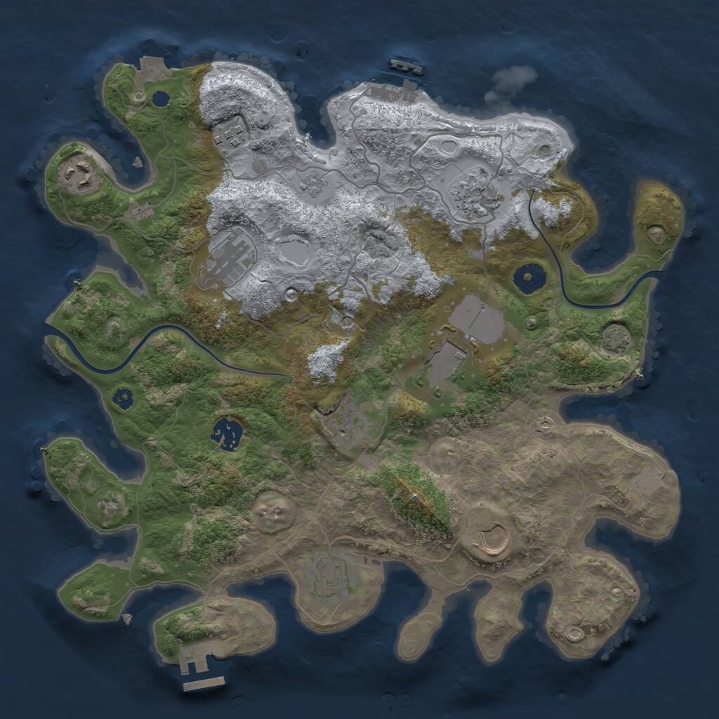 Rust Map: Procedural Map, Size: 3500, Seed: 1564916746, 15 Monuments