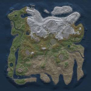 Thumbnail Rust Map: Procedural Map, Size: 3800, Seed: 1071413221, 14 Monuments