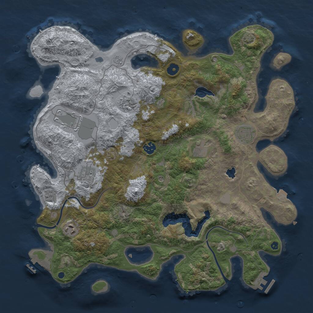 Rust Map: Procedural Map, Size: 4000, Seed: 309190935, 14 Monuments