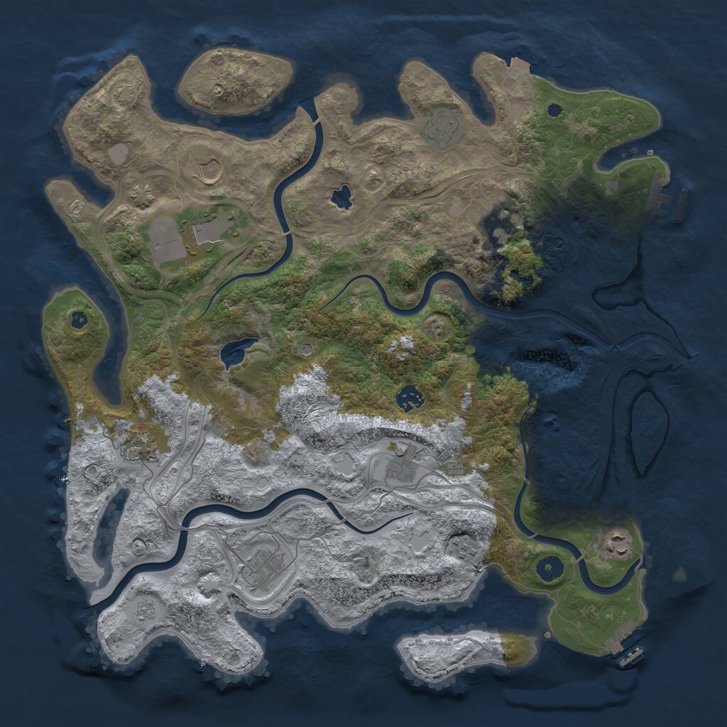 Rust Map: Procedural Map, Size: 4250, Seed: 502949322, 16 Monuments