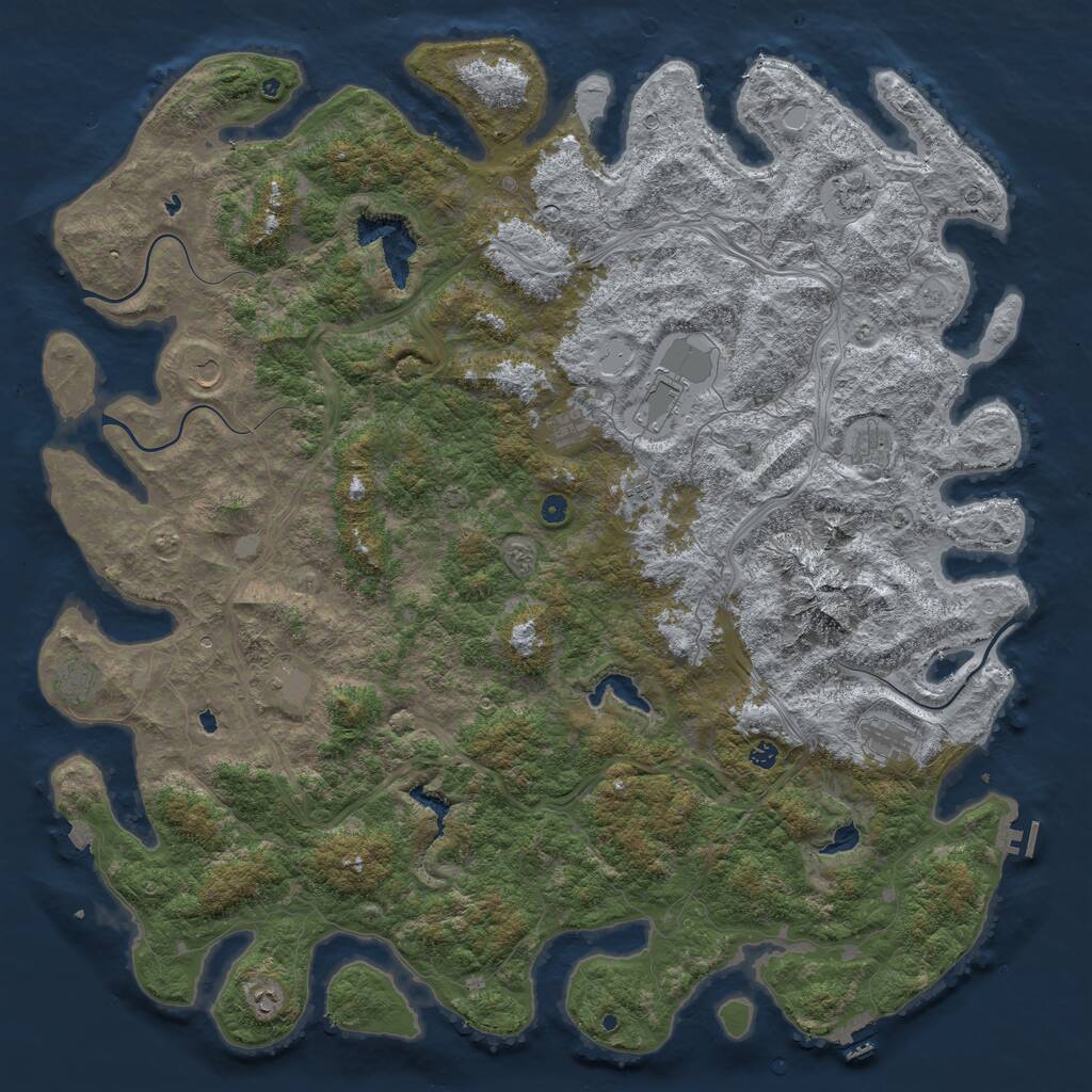 Rust Map: Procedural Map, Size: 6000, Seed: 2027839826, 17 Monuments