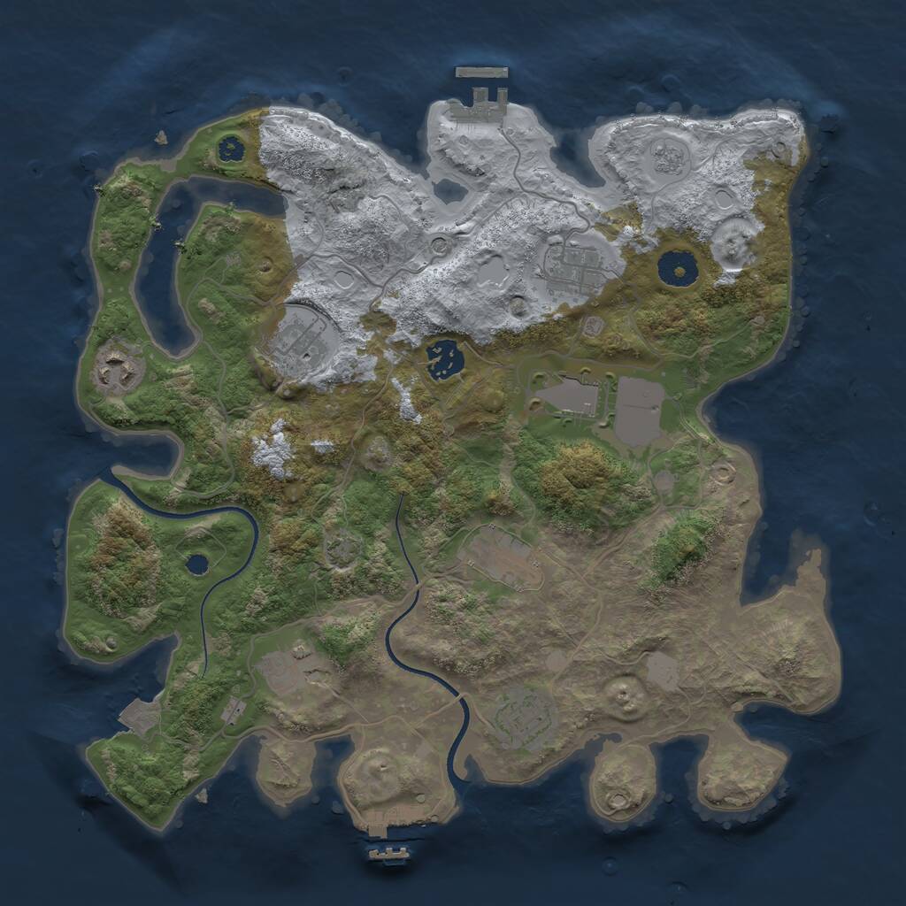 Rust Map: Procedural Map, Size: 3500, Seed: 422324092, 14 Monuments