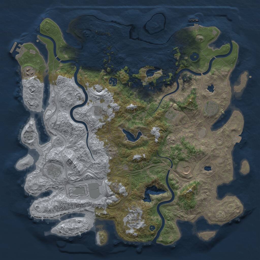 Rust Map: Procedural Map, Size: 4500, Seed: 701789154, 16 Monuments