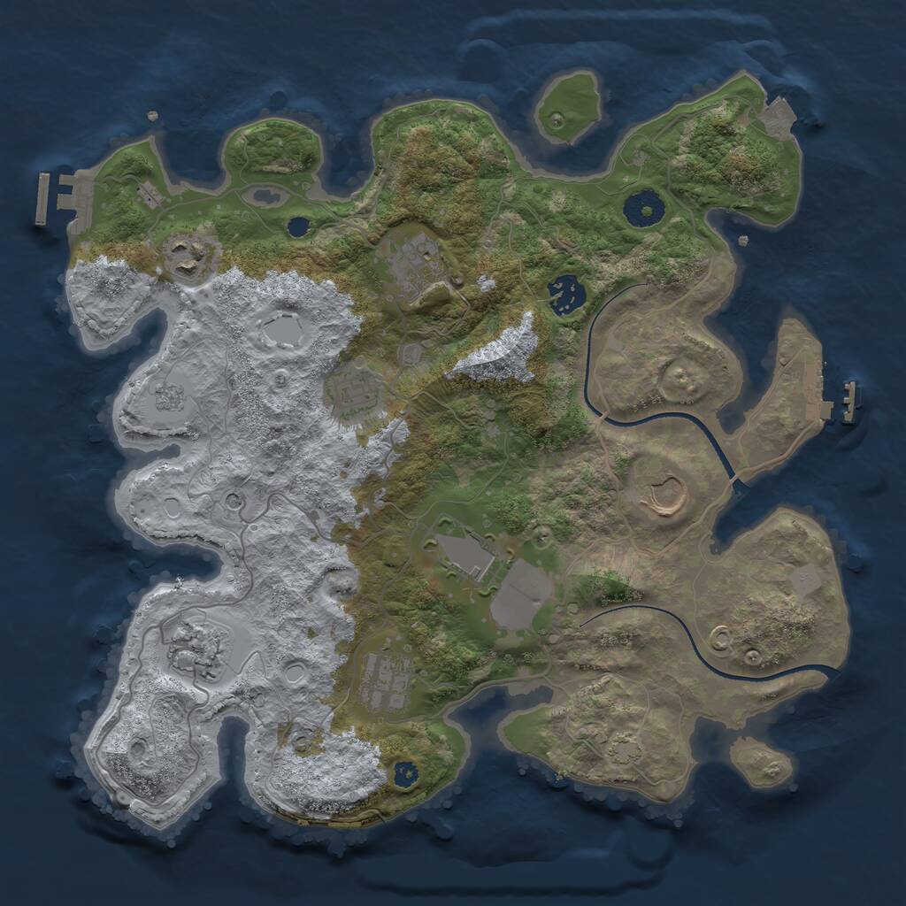 Rust Map: Procedural Map, Size: 3500, Seed: 659439907, 14 Monuments