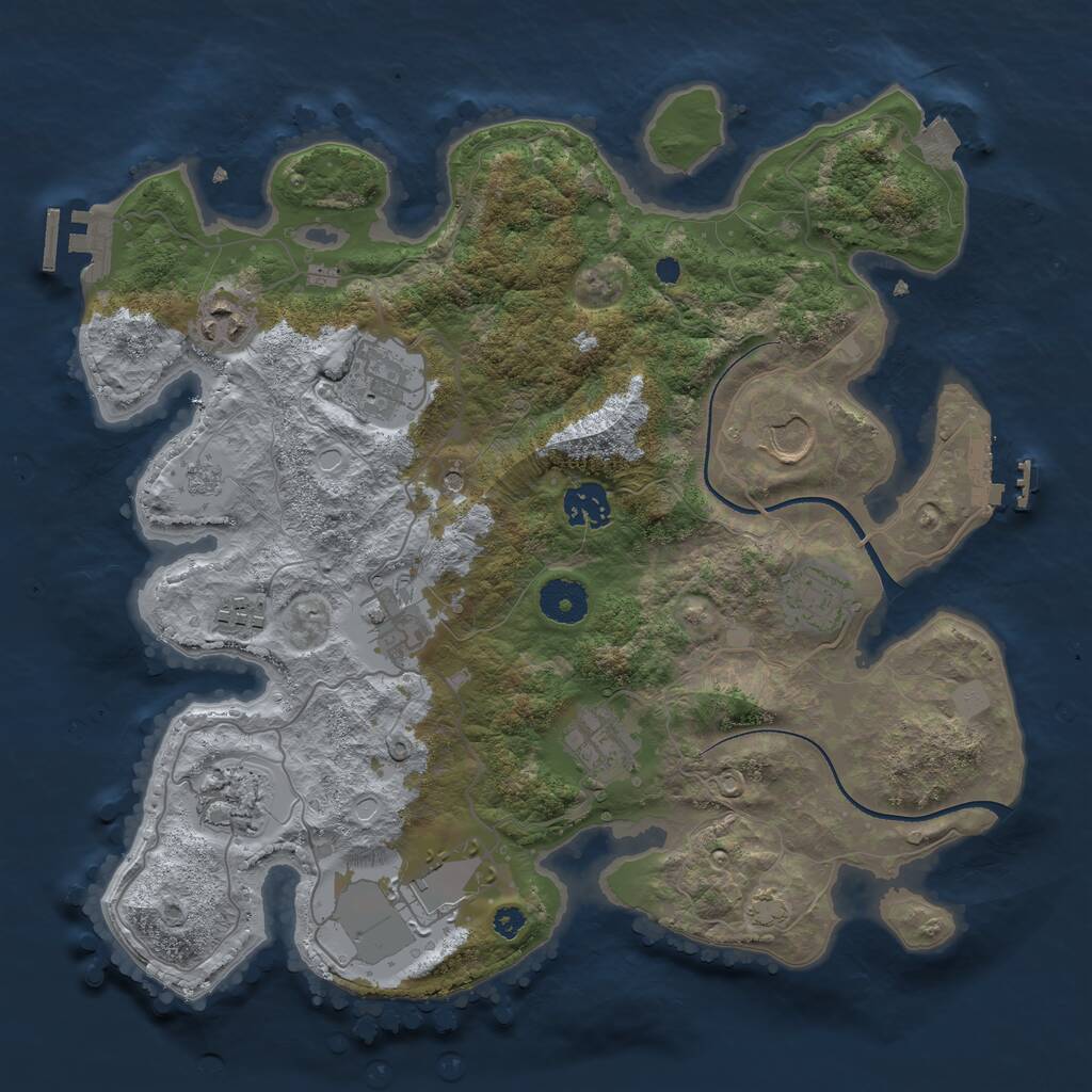 Rust Map: Procedural Map, Size: 3500, Seed: 659439907, 16 Monuments