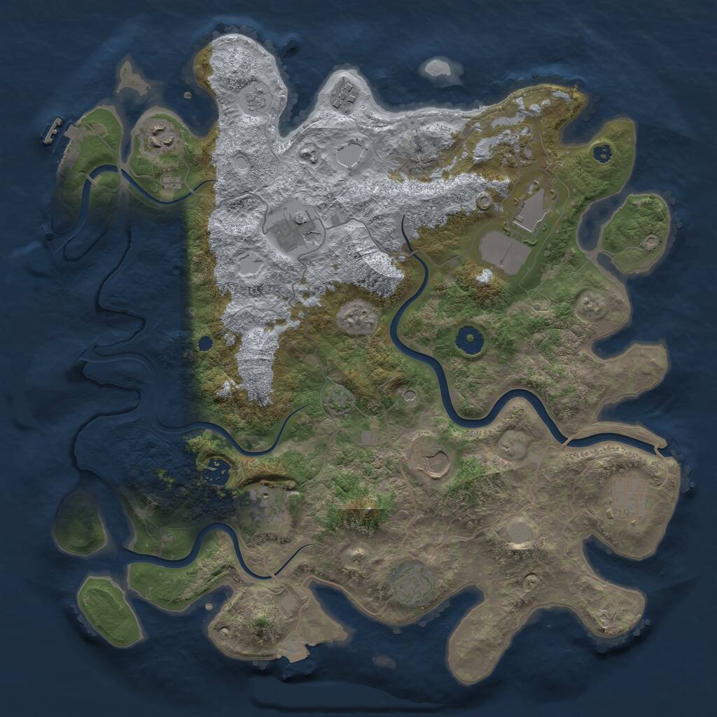 Rust Map: Procedural Map, Size: 3900, Seed: 1464289845, 15 Monuments