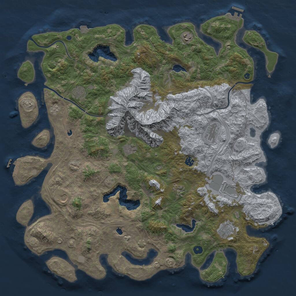 Rust Map: Procedural Map, Size: 5000, Seed: 552392985, 16 Monuments