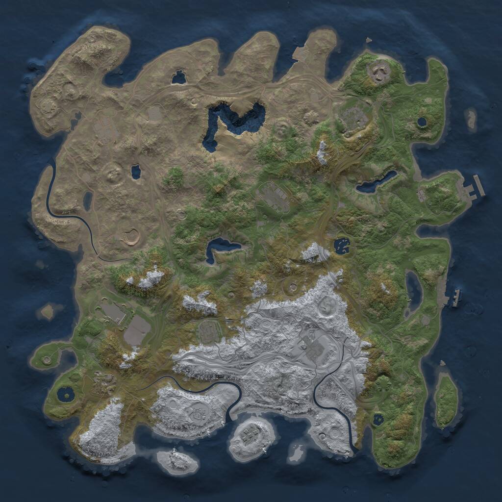 Rust Map: Procedural Map, Size: 4500, Seed: 1595664061, 17 Monuments