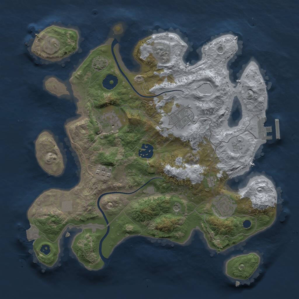 Rust Map: Procedural Map, Size: 3000, Seed: 1133729104, 10 Monuments