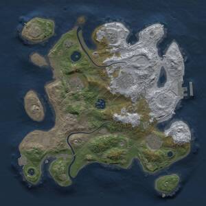 Thumbnail Rust Map: Procedural Map, Size: 3000, Seed: 1133729104, 10 Monuments