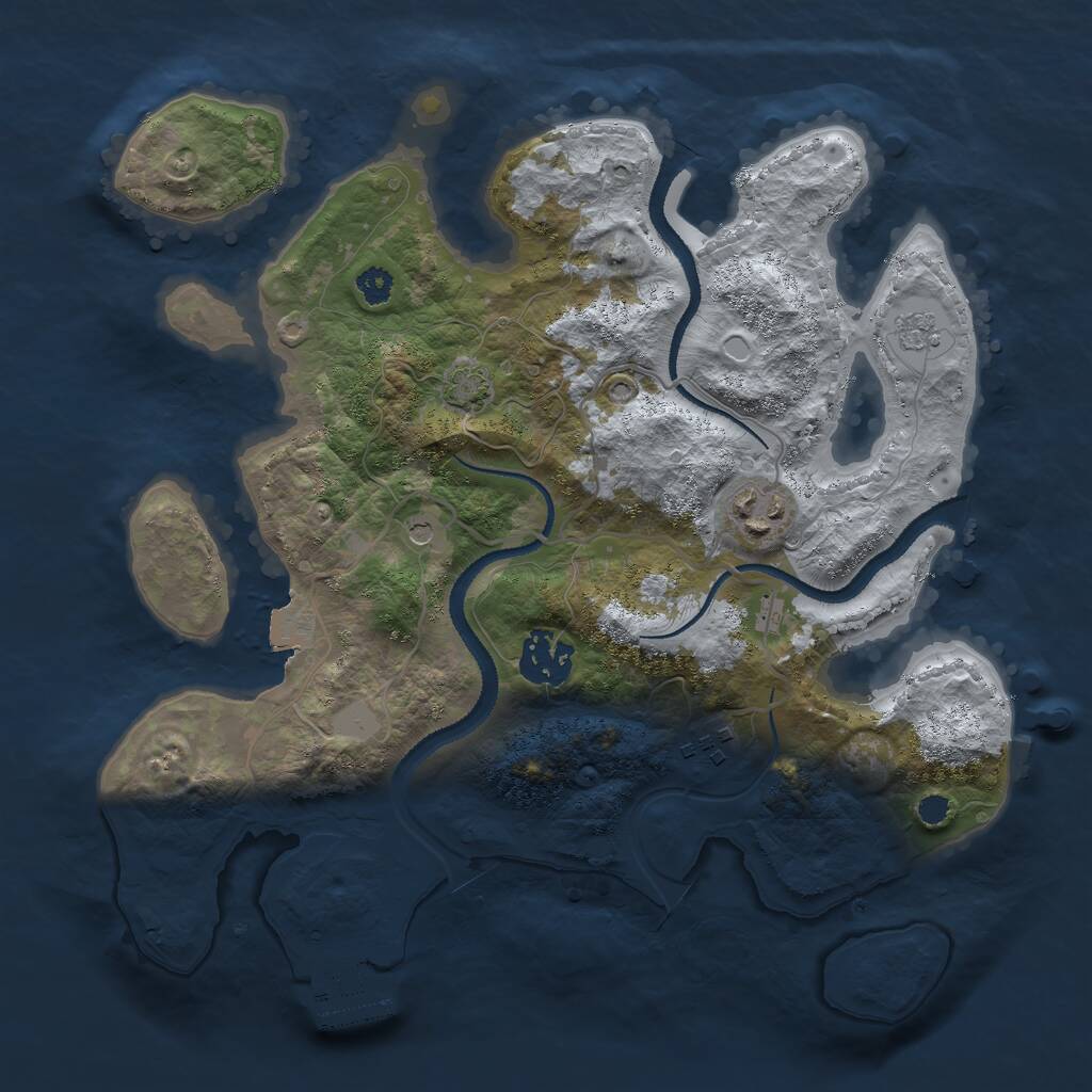 Rust Map: Procedural Map, Size: 3000, Seed: 1133729104, 8 Monuments