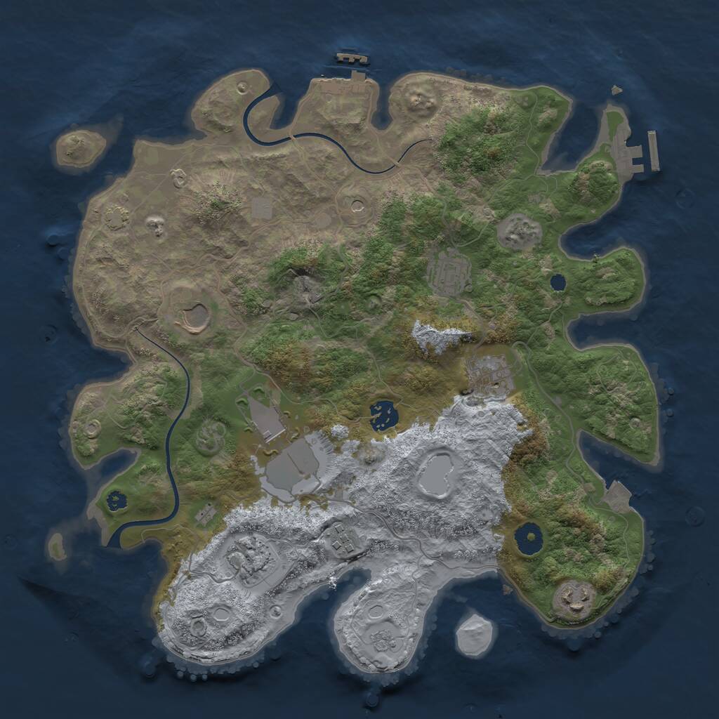 Rust Map: Procedural Map, Size: 3600, Seed: 1031, 14 Monuments